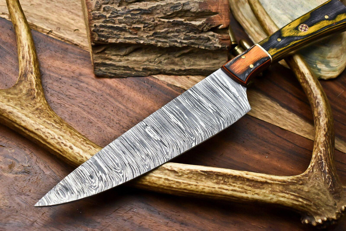 Handmade Damascus Steel Chef Knife – Full Tang Kitchen Knife with Razor Sharp Blade