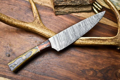 Handmade Damascus Steel Chef Knife – Full Tang Kitchen Knife with Razor Sharp Blade