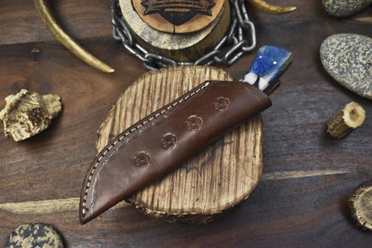Twist Damascus Skinner Knife with Corain Handle and Micarta Bolster for Sports Hunting