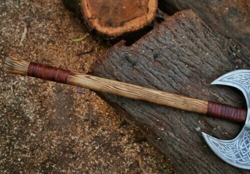 Double Headed Viking Battle Axe Hand Forged Carbon Steel Double Blade Axe with Ash Wood Handle 24 Inch