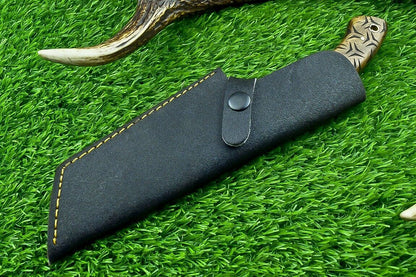 10 Inch Damascus Steel Bowie Tracker Knife with Natural Wood Handle