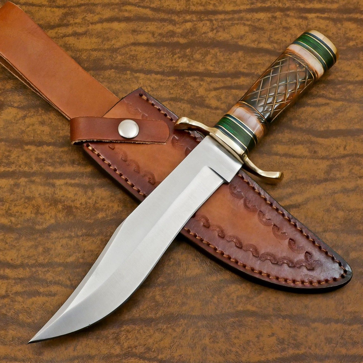 Custom Handmade 12 Inch D2 Steel Blade Hunting Bowie Camping Knife – Full Tang Outdoor Survival Blade