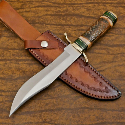 Custom Handmade 12 Inch D2 Steel Blade Hunting Bowie Camping Knife – Full Tang Outdoor Survival Blade