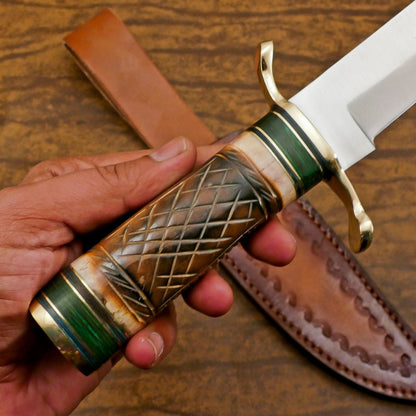 Custom Handmade 12 Inch D2 Steel Blade Hunting Bowie Camping Knife – Full Tang Outdoor Survival Blade