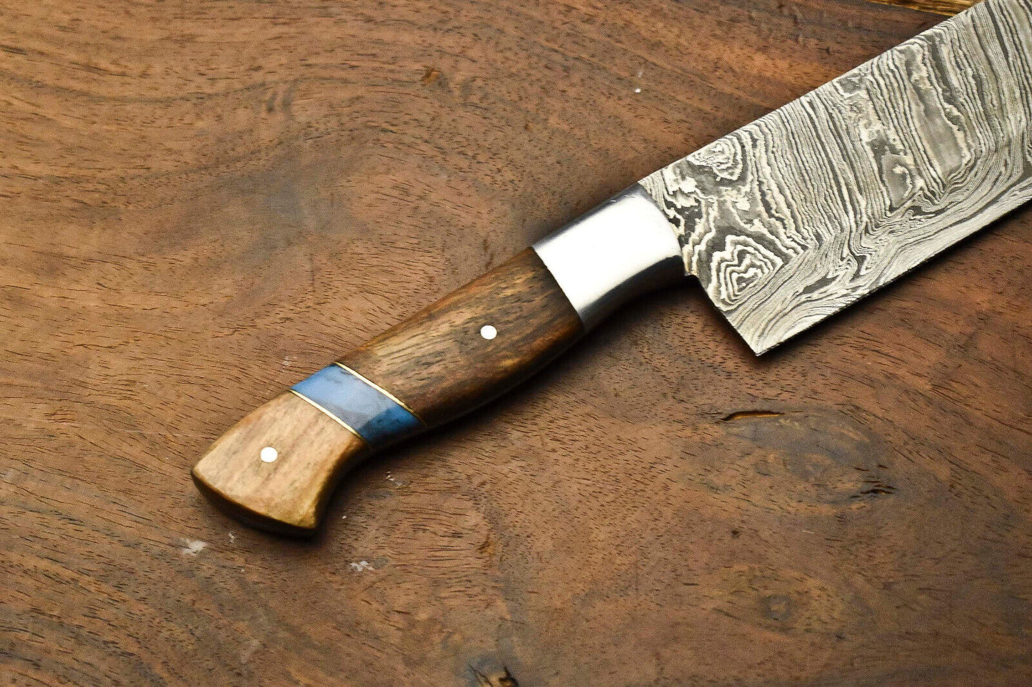 Hand Forged Handmade Damascus Steel Chef Knife – Full Tang Blade, Sport & Kitchen Use