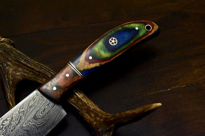 Hand Forged Damascus Steel Hunting & Professional Chef Knife – Hard Wood Handle