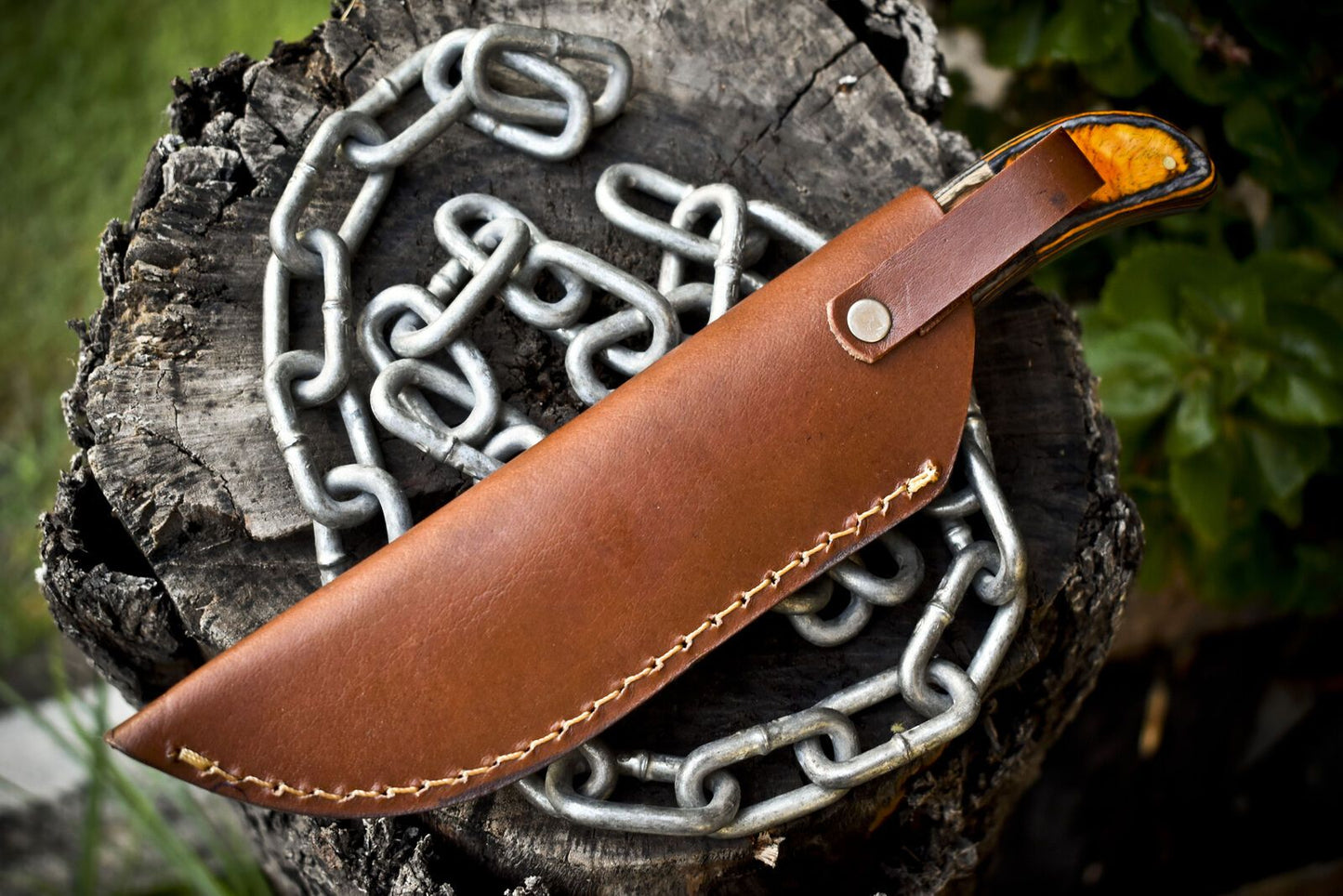 Twist Damascus Skinner Knife with Gut Hook and Hard Wood Handle – 9" Handmade Hunting Knife for Camping with Sheath