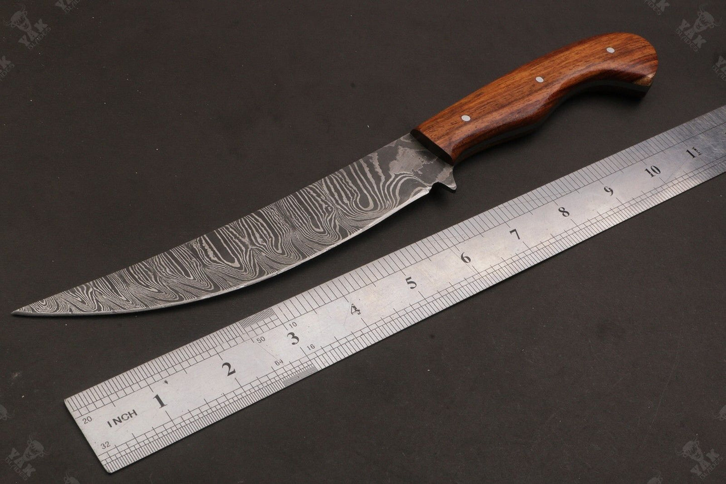 12" Handmade Twist Damascus Fillet Knife & Damascus Steel Fillet Knife With Wood Handle