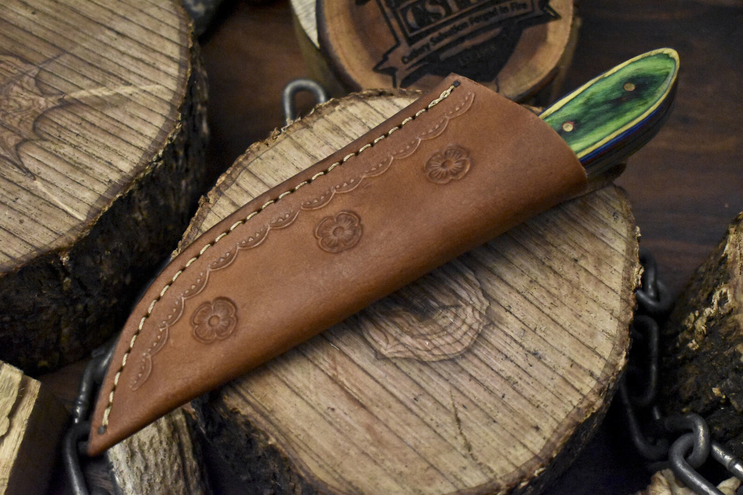 8" Twist Damascus Skinner Knife Hardwood Handle Tactical Limited Edition