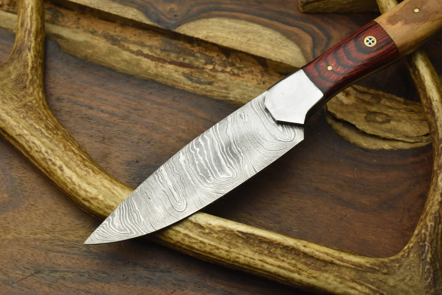 Handmade Twist Damascus Chef Knife with Pakka Wood Handle – Hunting & Kitchen Use