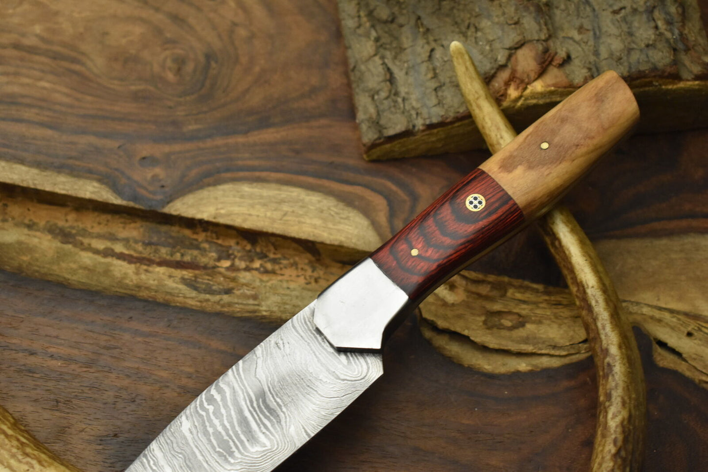 Handmade Twist Damascus Chef Knife with Pakka Wood Handle – Hunting & Kitchen Use