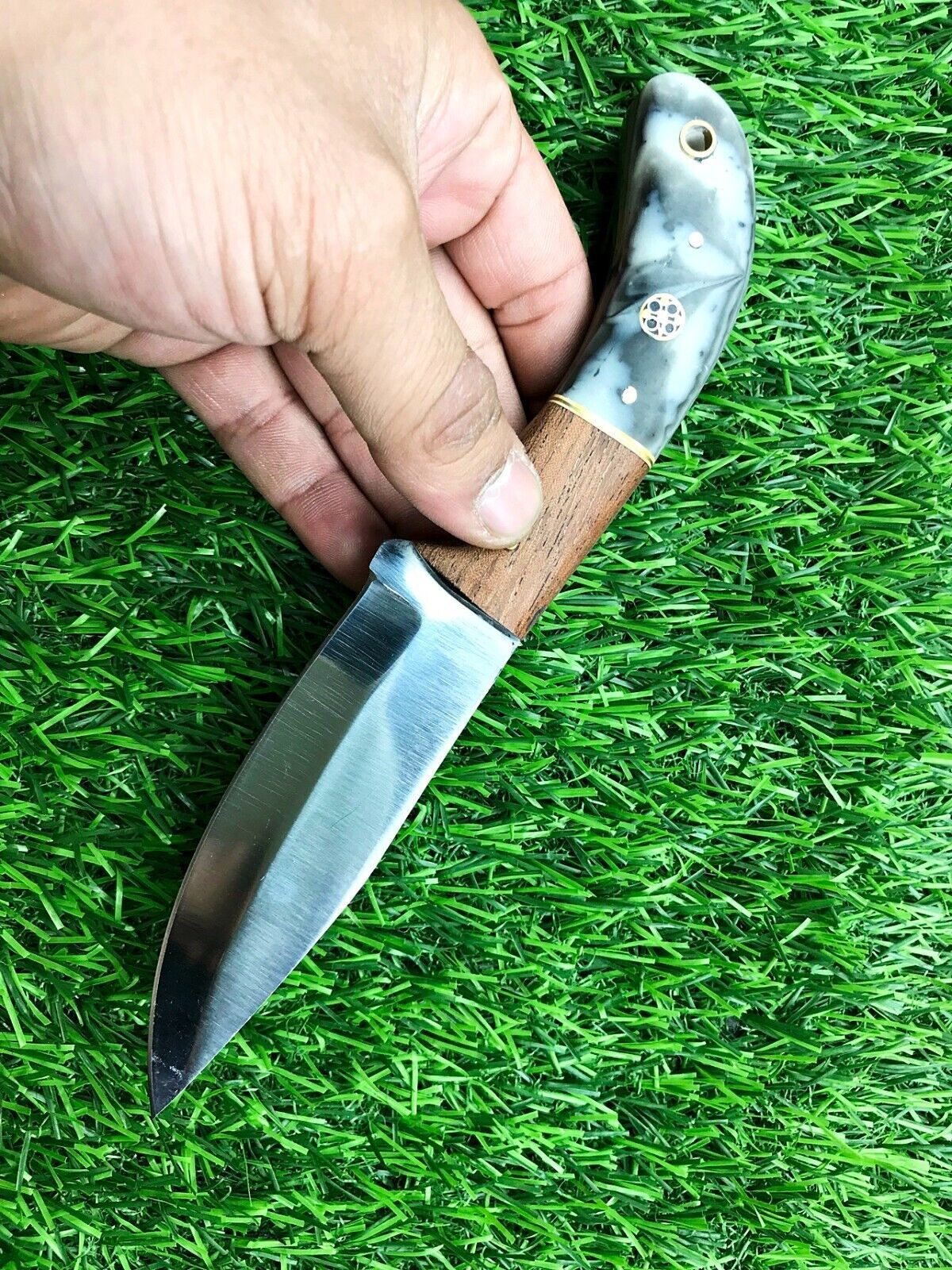 9" Handmade Stainless Steel Skinner Knife with 5" Forged Blade & Leather Belt Sheath
