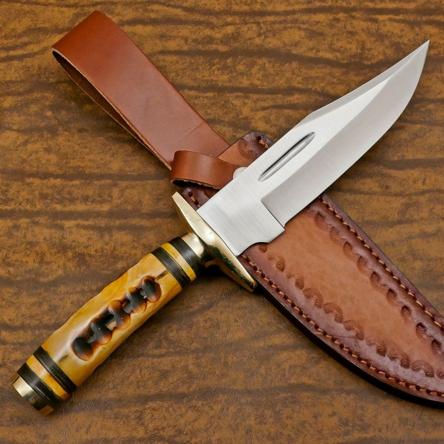Adventure Custom Handmade D2 Steel Bowie Knife – 12-Inch Hunting & Camping Blade