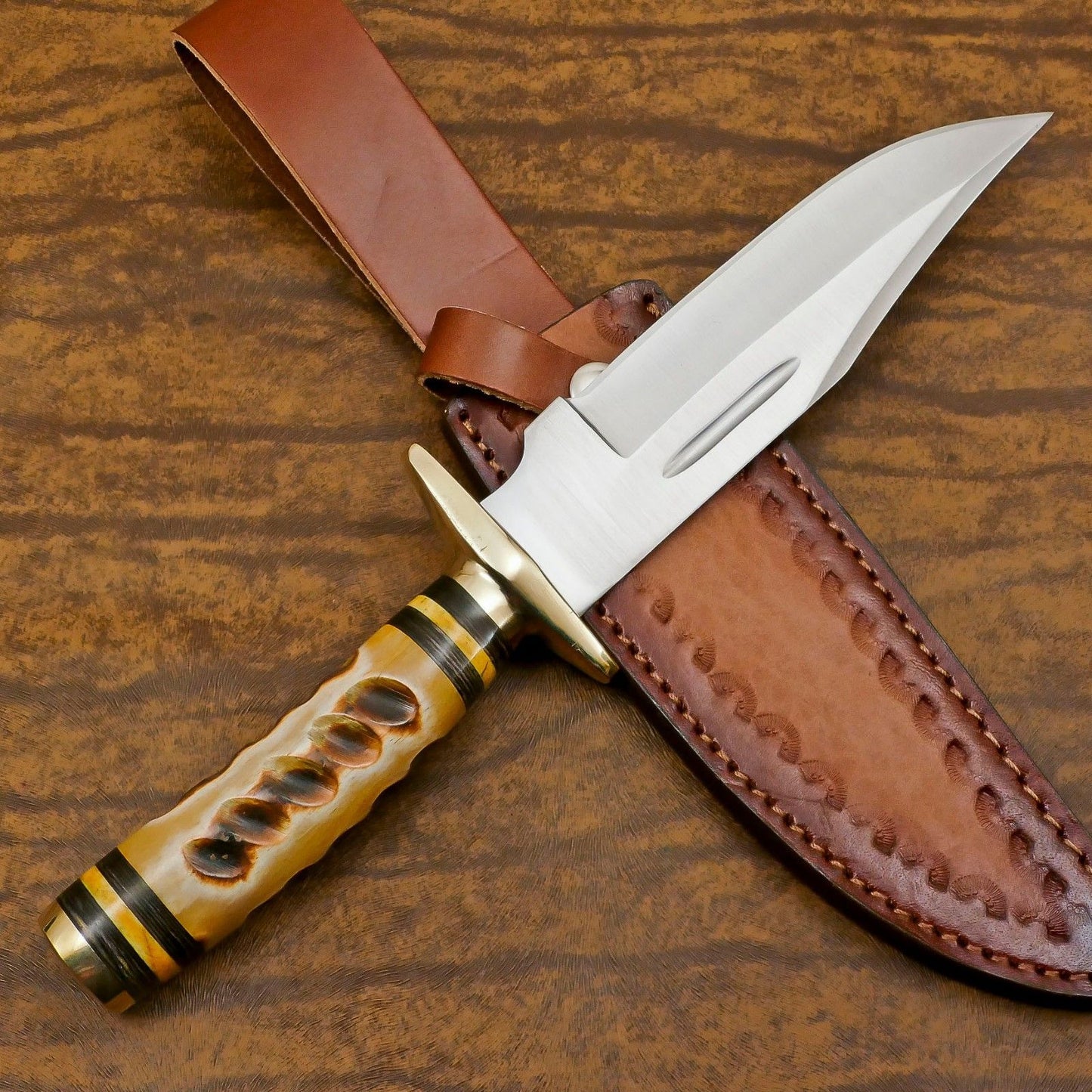 Adventure Custom Handmade D2 Steel Bowie Knife – 12-Inch Hunting & Camping Blade