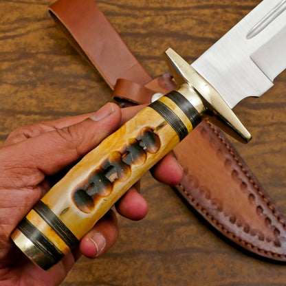 Adventure Custom Handmade D2 Steel Bowie Knife – 12-Inch Hunting & Camping Blade