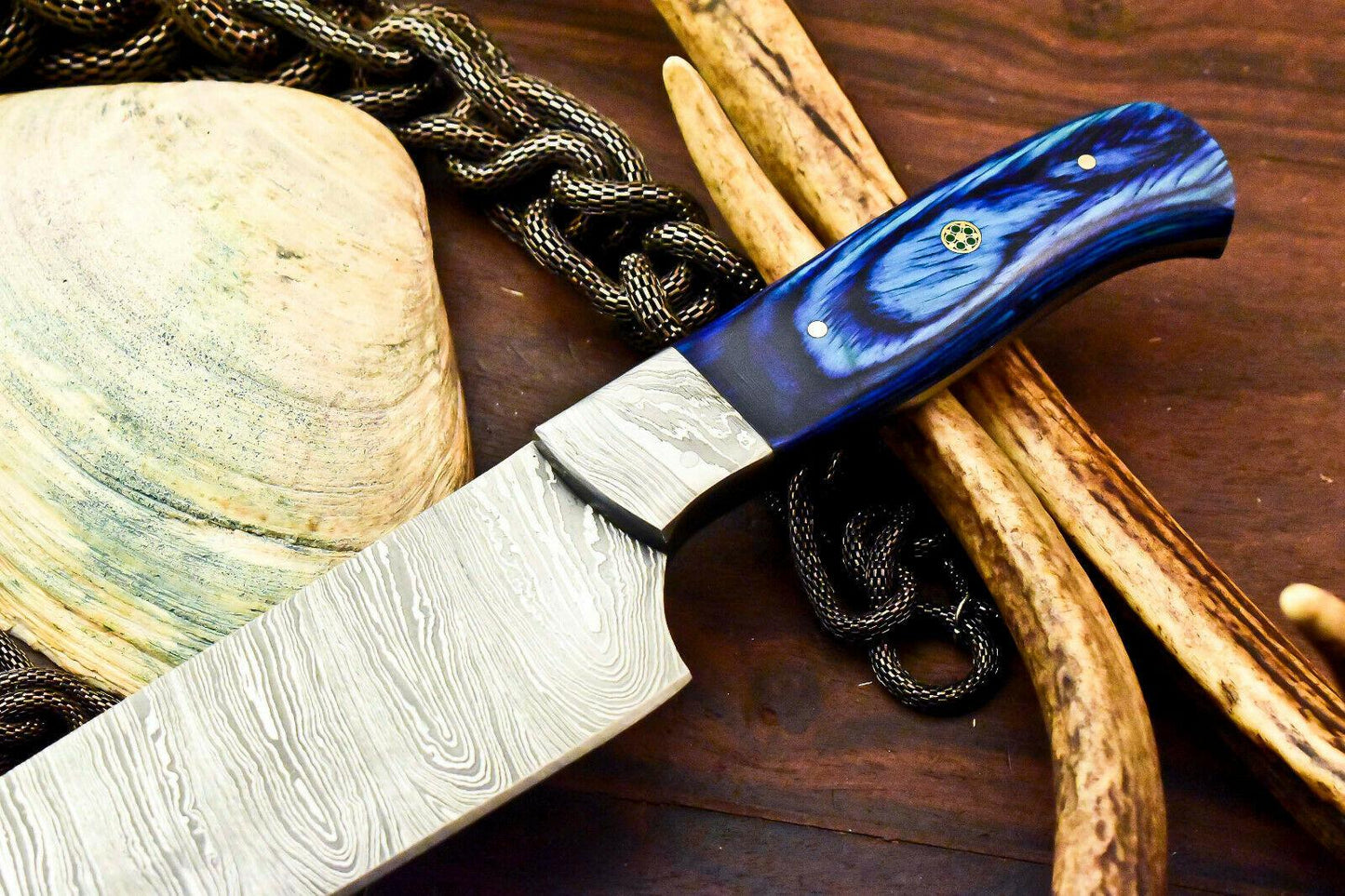 Custom Handmade Damascus Steel Chef Knife | Full Tang Hardwood