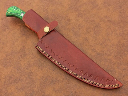 Custom Hand Forged Damascus Chef Knife Camping & Kitchen Knife with Leather Sheath – Gift