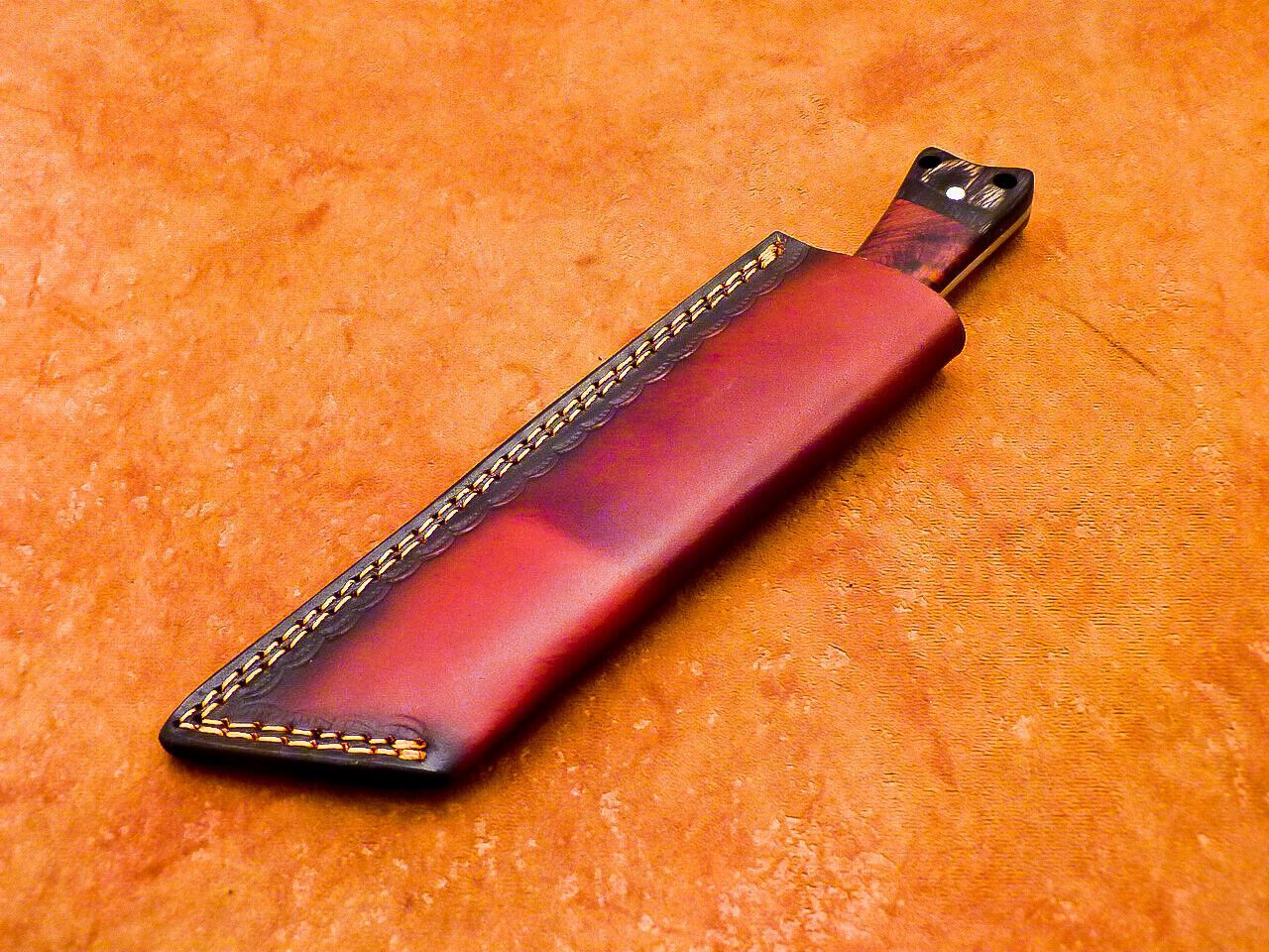 9.5" Handmade Damascus Steel Bowie Knife with Natural Wood Handle