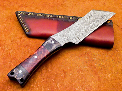 9.5" Handmade Damascus Steel Bowie Knife with Natural Wood Handle