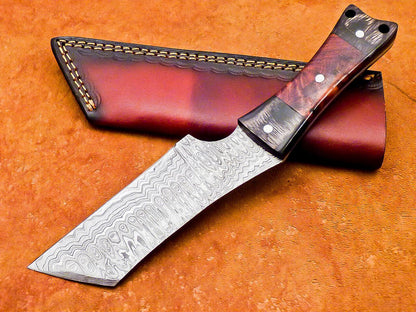 9.5" Handmade Damascus Steel Bowie Knife with Natural Wood Handle