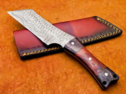 9.5" Handmade Damascus Steel Bowie Knife with Natural Wood Handle
