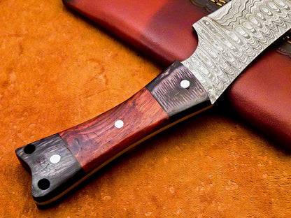 9.5" Handmade Damascus Steel Bowie Knife with Natural Wood Handle