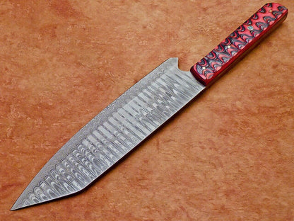 13" Professional Chef Kitchen Knife – Handmade Damascus Steel Blade with Hard Wood Handle