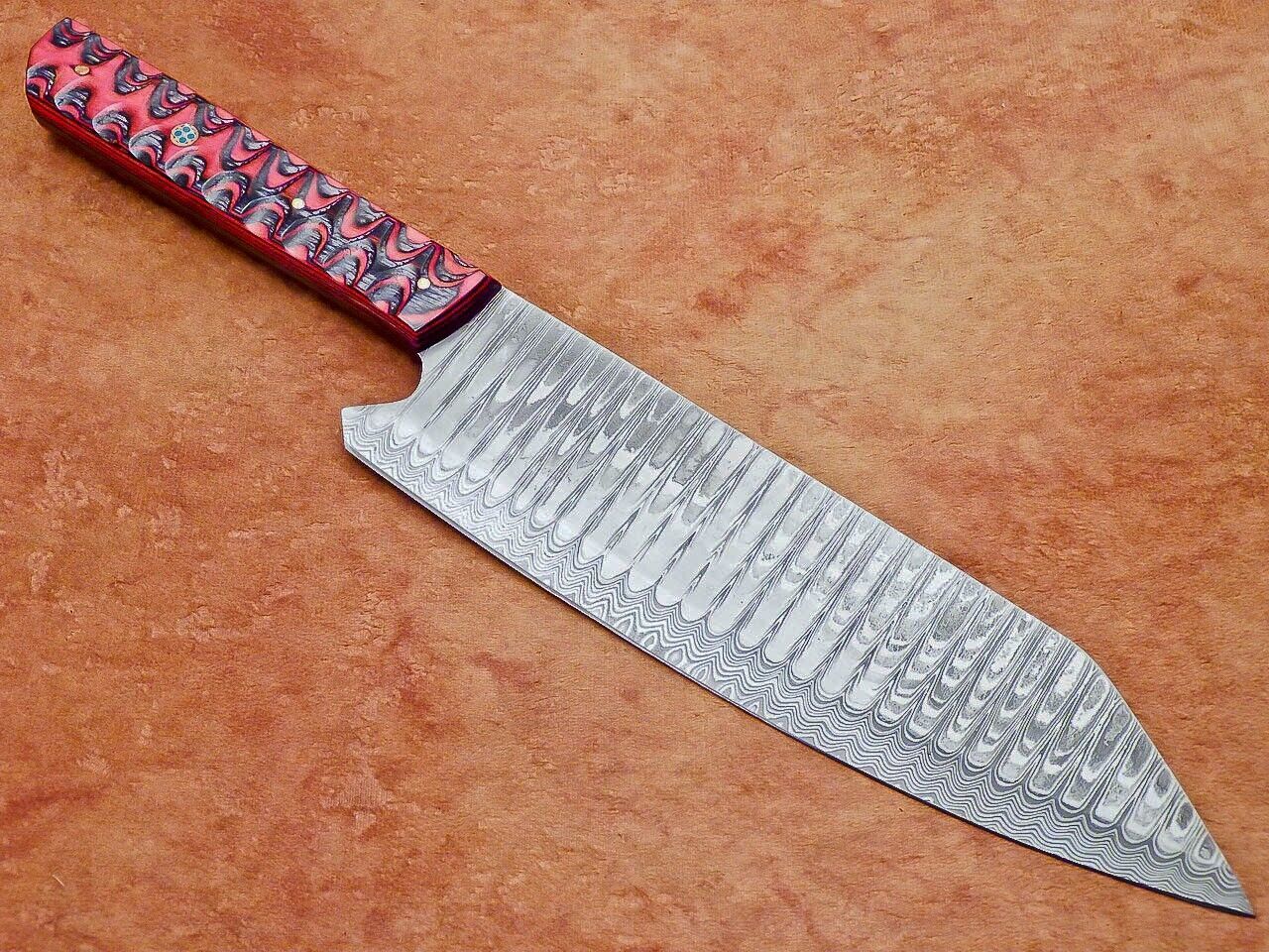 13" Professional Chef Kitchen Knife – Handmade Damascus Steel Blade with Hard Wood Handle