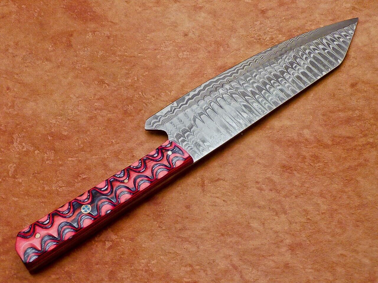 13" Professional Chef Kitchen Knife – Handmade Damascus Steel Blade with Hard Wood Handle