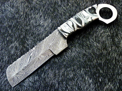 10" Damascus Steel Cowboy Bull Cutter Bowie Knife – Resin Handle