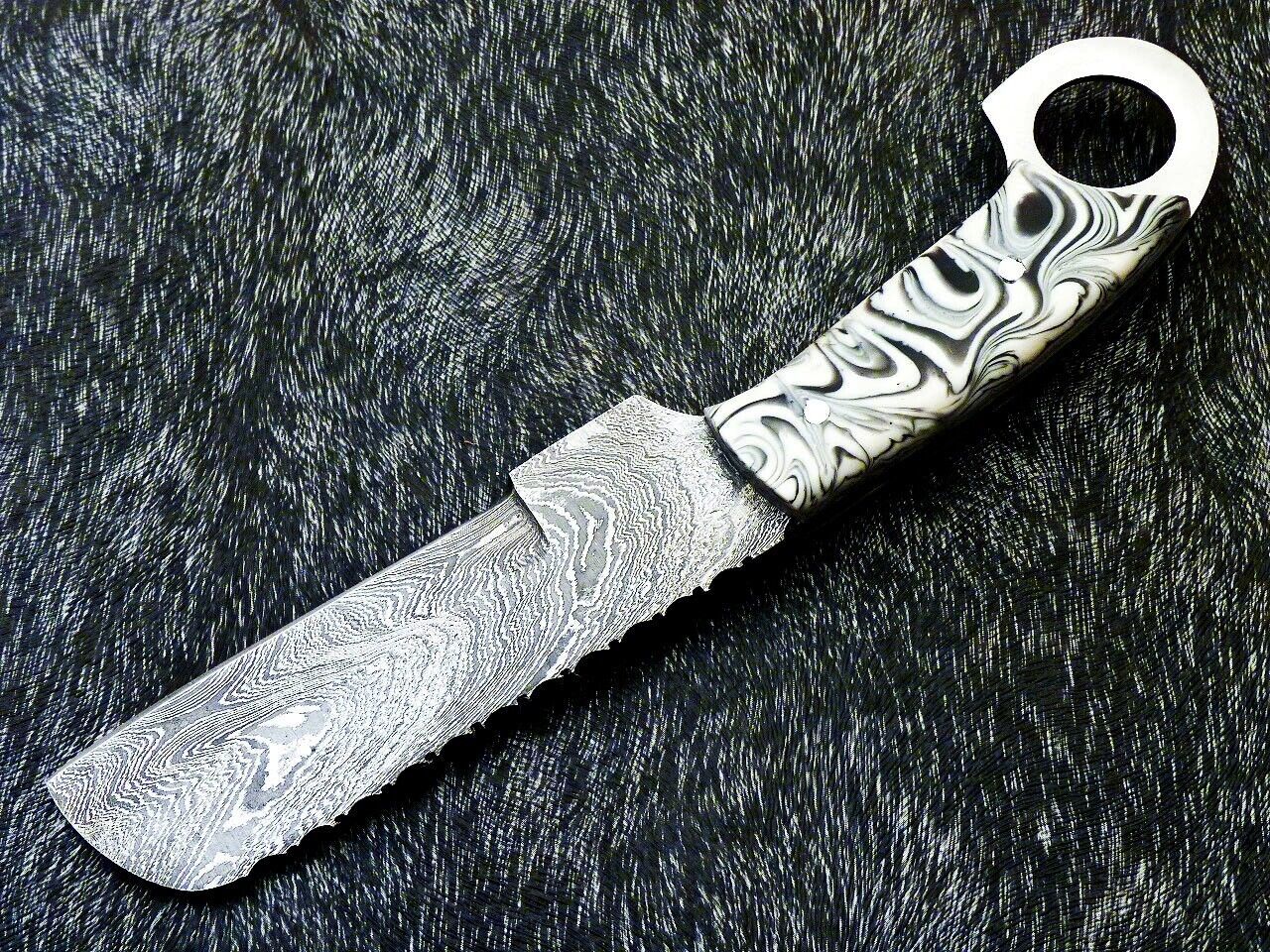10" Damascus Steel Cowboy Bull Cutter Bowie Knife – Resin Handle
