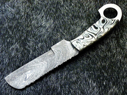 10" Damascus Steel Cowboy Bull Cutter Bowie Knife – Resin Handle