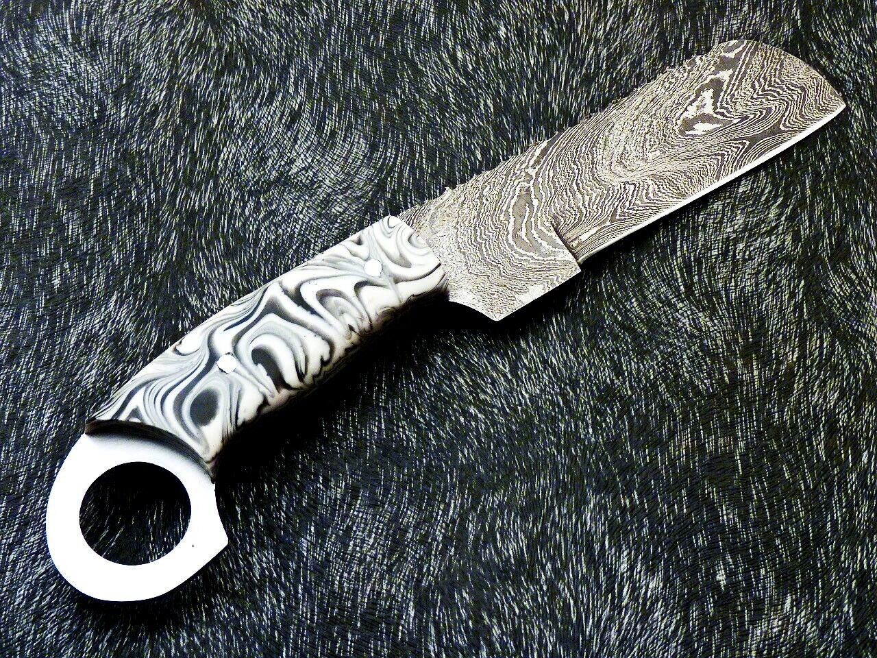 10" Hand-Forged Damascus Cowboy Bull Cutter Bowie Knife | Resin Handle