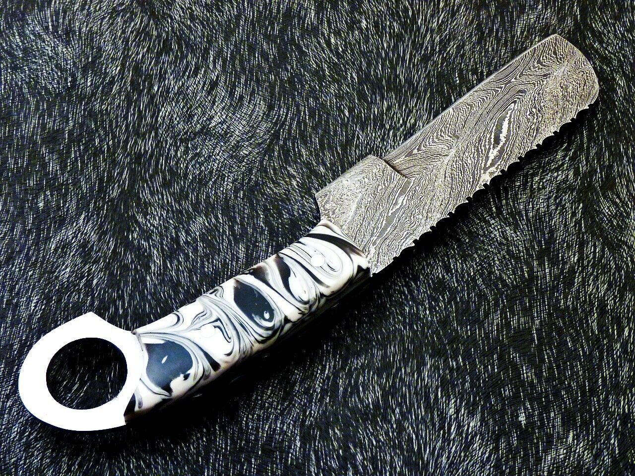 10" Damascus Steel Cowboy Bull Cutter Bowie Knife – Resin Handle