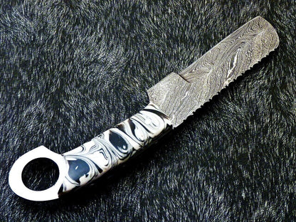 10" Damascus Steel Cowboy Bull Cutter Bowie Knife – Resin Handle