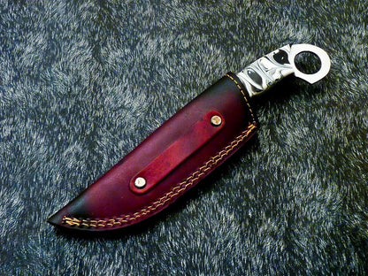10" Hand-Forged Damascus Cowboy Bull Cutter Bowie Knife | Resin Handle