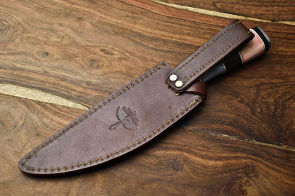 Heritage Forge 12 Inch Handmade Damascus Bowie Knife with Camel Bone Handle