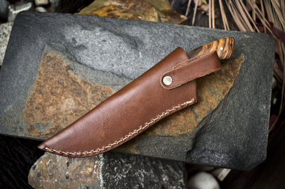 Twist Damascus Skinner Knife with Walnut Wood Handle Custom Handmade Hunting Blade