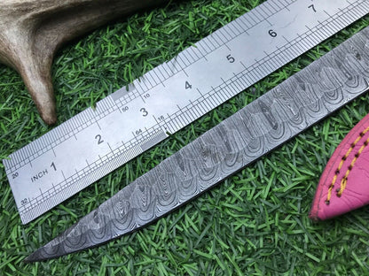 14" Hand Forged Damascus Fillet Knife Premium Damascus Steel Knife W/Sheath