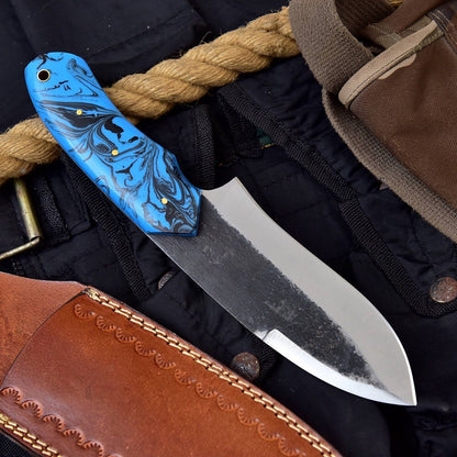 Handmade Full Tang Real File Hunting Knife with Leather Sheath Custom Bull Cutter Knife