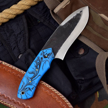 Handmade Full Tang Real File Hunting Knife with Leather Sheath Custom Bull Cutter Knife