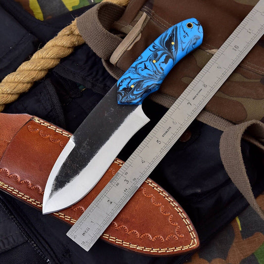 Handmade Full Tang Real File Hunting Knife with Leather Sheath Custom Bull Cutter Knife