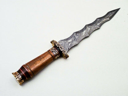 Heritage Forge 13.5" Damascus Steel Hunting Bowie Knife Rosewood Handle with Sheath