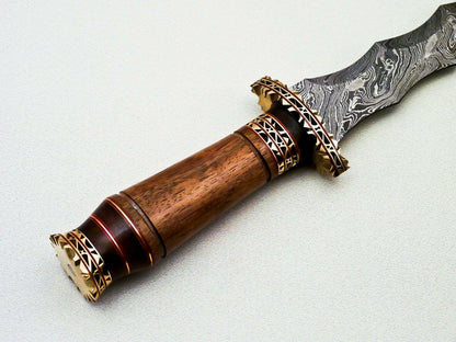 Heritage Forge 13.5" Damascus Steel Hunting Bowie Knife Rosewood Handle with Sheath