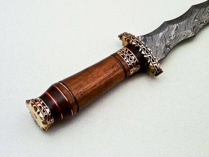 Heritage Forge 13.5" Damascus Steel Hunting Bowie Knife Rosewood Handle with Sheath
