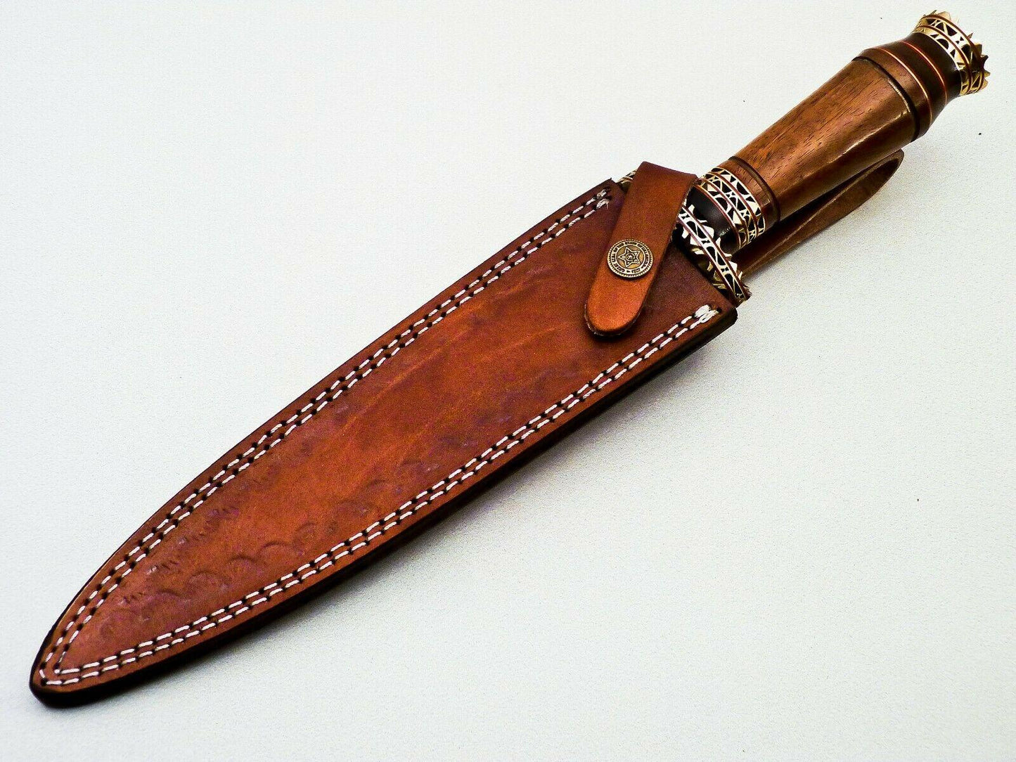 Heritage Forge 13.5" Damascus Steel Hunting Bowie Knife Rosewood Handle with Sheath