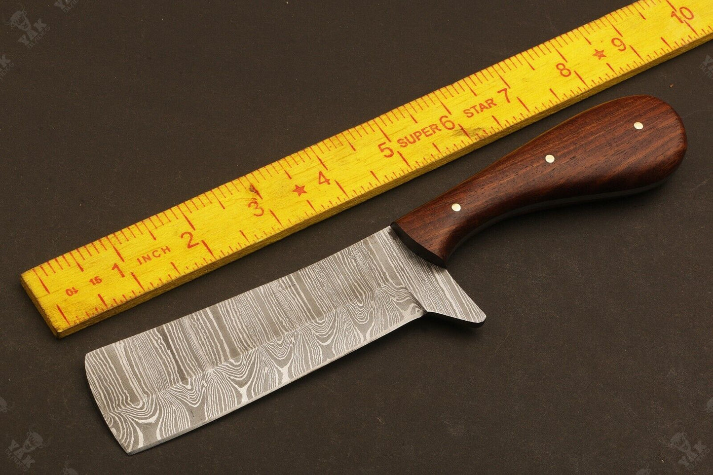 Handmade Best Damascus Steel Bull Cutter Knife Custom Cowboy Bull Knife with Wood Handle