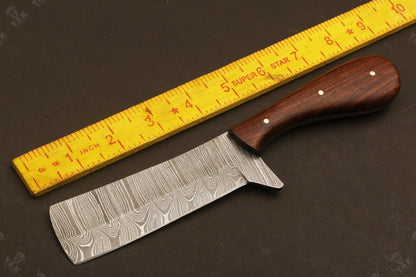 Handmade Best Damascus Steel Bull Cutter Knife Custom Cowboy Bull Knife with Wood Handle