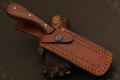 Handmade Best Damascus Steel Bull Cutter Knife Custom Cowboy Bull Knife with Wood Handle