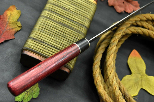 12.2" Custom Handmade Damascus Steel Chef Knife with Wooden Handle – Ladder Pattern
